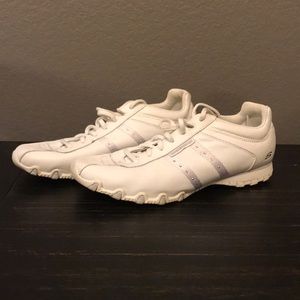 Sketchers white lace up sneakers, ladies size 10